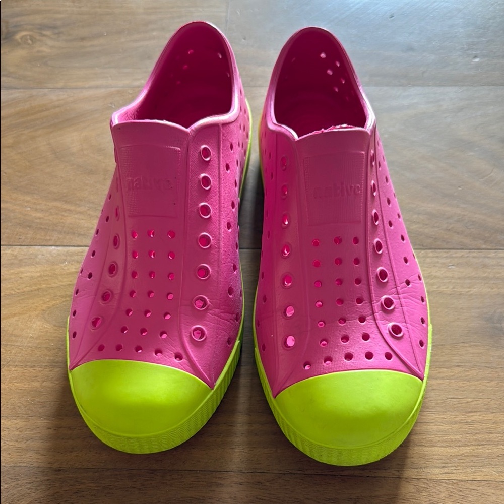 Native Jefferson Pink and Green Slip-On Shoes